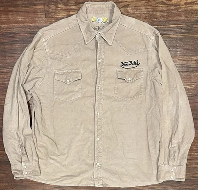 Camisa a Presión Von Dutch Para Hombre Talla XXL Pana Perla Occidental De Colección Años 2000 Logo Foto 1 de 4
