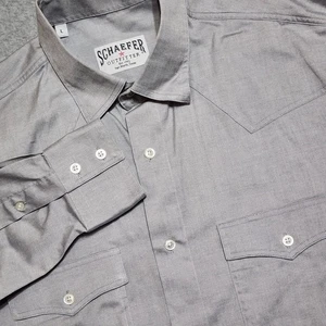 Camisa Schaefer Outfitter Western Para Hombre Grande Gris Pinpoint Ranchwear Solapa  - Imagen 1 de 10