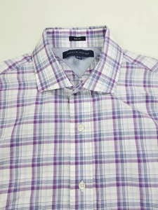 Tommy Hilfiger Slim Fit Gr. 15,5 32-33 Spreizkragen weiß lila blau kariert - Bild 1 von 11