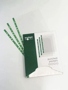 Bolsillos perforados transparentes de vidrio fuerte Eastlight Premium A4 (paquete de 100) - Imagen 1 de 3