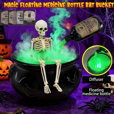Indoor Cauldron Halloween Decor with Skeleton Magic Potion Water Bottle - Image 1 of 4