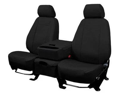 Fundas de asiento de auto CalTrend para Ford F-150 2015-2020 negras DuraPlus delanteras personalizadas Foto 1 de 4