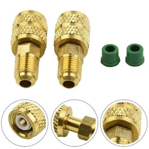 Gold Colored 2PCS AC Adapter Brass Construction 5/16 SAE Female 1/4 SAE Male - Picture 1 of 12