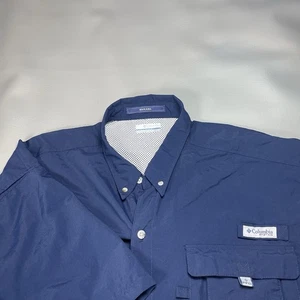 Columbia PFG Omnishade Button Shirt - Mens 2XT - Bahama Vented Fishing Navy Blue - Picture 1 of 13
