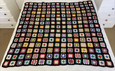 Manta cuadrada de acrílico colorida cuadrada 130 cm de ganchillo abuela hecha a mano Foto 1 de 4