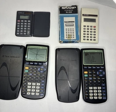 2 Texas Instruments TI-83 Plus Graphing Calculators, 1 Sharp Elsimate & 1 Casio - Image 1 of 4