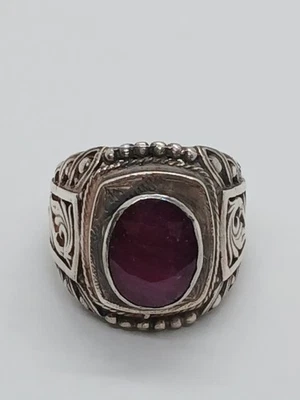 Sterling Silver Ruby Mens Ring Size 11 - Image 1 of 4