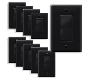 Interruptor de luz basculante decorador de un solo polo de 15 amperios con placa de pared mediana, negro  - Imagen 1 de 2