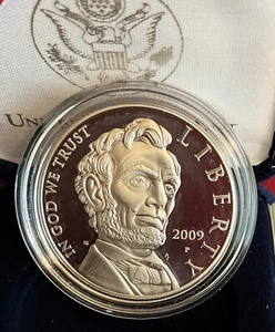 2009 P Abraham Lincoln Commemorative Proof Silver Dollar w/COA & OGP - Picture 1 of 6