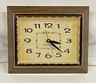 Vintage General Electric Electric Wall Clock Brown Gold Cord Tested