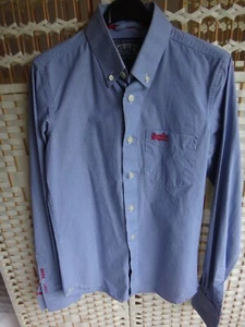 SUPERDRY MENS BLUE STRIPED SMALL BUTTON UP LONG SLEEVED SHIRT - Picture 1 of 6