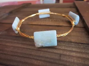 Brazalete Hecho en EE. UU. Inspirado en Diseñador 24KT GP Alambre Arco Iris Amazonite $79 - Imagen 1 de 3