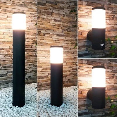 Außenleuchte Bewegungsmelder E27 Wandlampe Standleuchte Gartenleuchte schwarz - Bild 1 von 4