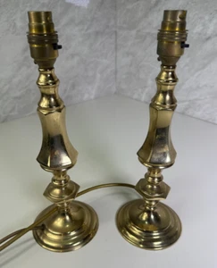 Vintage BHS Brass Table Lamps Made In England 12" Tall On Off Switch 1987 - Picture 1 of 9