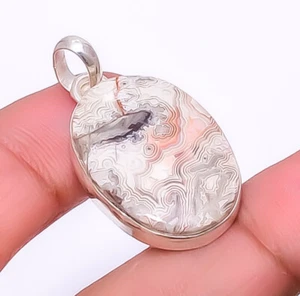 Crazy Lace Agate - Australia Gemstone 925 Sterling Silver Pendant 1.37" A336 - Picture 1 of 1