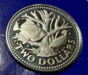 1980 BARBADOS PROOF TWO DOLLARS CORAL FISH COIN - Picture 1 of 2