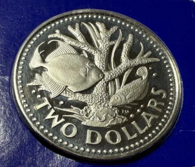 1980 BARBADOS PROOF TWO DOLLARS CORAL FISH COIN - Image 1 of 2
