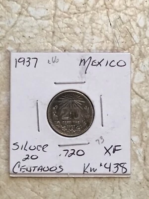 1937 Mexican SILVER 20 Centavos SILVER 0.720 Coin XF - Image 1 of 3