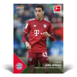 2022 TOPPS NOW BUNDESLIGA #162 JAMAL MUSIALA - YOUNGEST TO 50 BUNDESLIGA GAMES - Picture 1 of 2