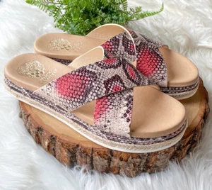 Vince Camuto Platform Slide Espadrille Flatform Sandal Rickert Coral Snake 6.5 - Picture 1 of 9