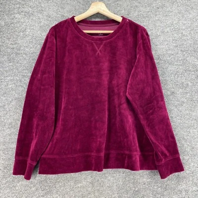 Karen Scott Sweatshirt Women L Large Purple Velvet Long Sleeve Pullover Casual - Image 1 of 4