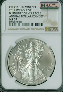 2012 W SILVER EAGLE NGC MS69 PQ ANNUAL SET MAC SPOTLESS RARE * - Picture 1 of 2