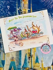 Tarjeta postal flotante 5x7 Alicia en el País de las Maravillas página marca WonderGround de los parques de Disney 2025 - Imagen 1 de 1