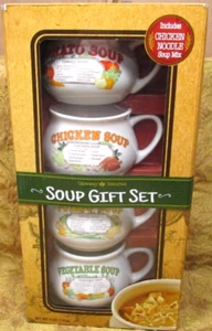 4 NIB - DAT'L DO-IT soup mugs/handled bowls recipes Tomato/Veg/Potato/Chicken - Picture 1 of 11