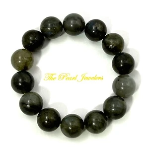 12mm Labradorite Gemstone Beads Stretchy Bracelet - Picture 1 of 13