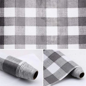 Self Adhesive Vinyl Faux Gingham Plaid Cloth Look Shelf Drawer Liner Paper - Picture 1 of 3