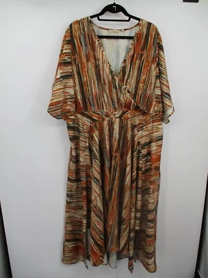 Soft Surroundings Womens Dress 3X Plus Size V Neck Striped Lagenlook Boho Casual - Image 1 of 4