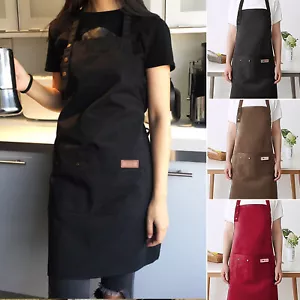 Women Men Waterproof Kitchen Bib Aprons Dress Chef BBQ Cooking Baking Restaurant - Picture 1 of 15