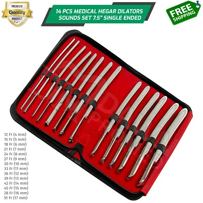 Juego de 14 Dilatadores Hegar Médico Uterino Uretral Diagnóstico OB/GINECÓLOGO Grado Alemán Foto 1 de 4