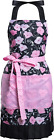 Lovely Flower Pattern Retro Aprons with Large Pockets for Women Girls Cooking Ki
