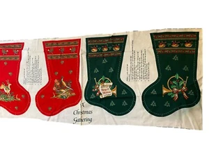 De colección 2 Medias de Navidad Cortadas y Cosidas Verde Rojo Wamsutta OTC Tarjetas de Sello - Imagen 1 de 4