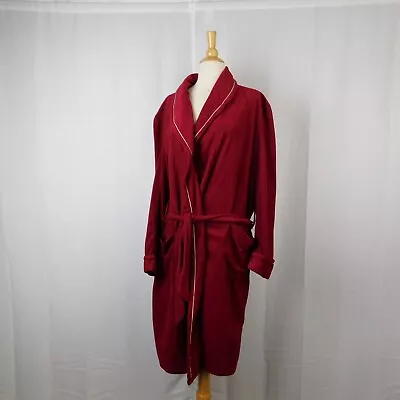 Vintage MCM Montgomery Ward Men's Fleece Robe Red White Piping 37-40 Medium 9681 - Image 1 of 4