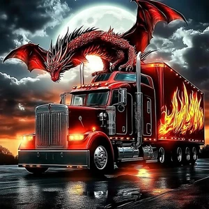 Diamond Art Dragon and Truck Painting Kits for Adults Full Drill Diamond Dots P - Picture 1 of 7