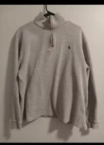 Polo Ralph Lauren Sweater Mens XL Gray Half Zip 1/4 Pullover Long Sleeve Preppy - Picture 1 of 4
