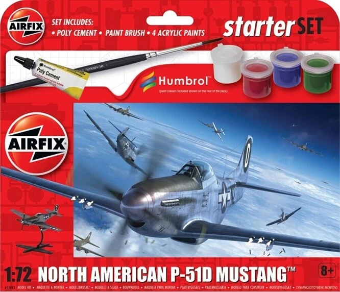 NORTH AMERICAN P51D MUSTANG SMALL STARTER SET KIT 1 72 Airfix Kit Aerei Modellin