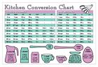 Kitchen & Baking Measuring Conversion Chart & Meat Fish Cooking Temperature Time