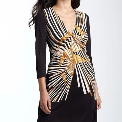 Diane Von Furstenberg DVF Sunburst Sundial Explosion Black Silk Dress Size 4 - Image 1 of 4