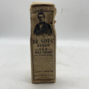 Dr. Sines JARABE DE ALQUITRÁN FILADELFIA PA ETIQUETADO MEDICINA CURANDERO BOTELLA ANTIGUA 21 - Imagen 1 de 7