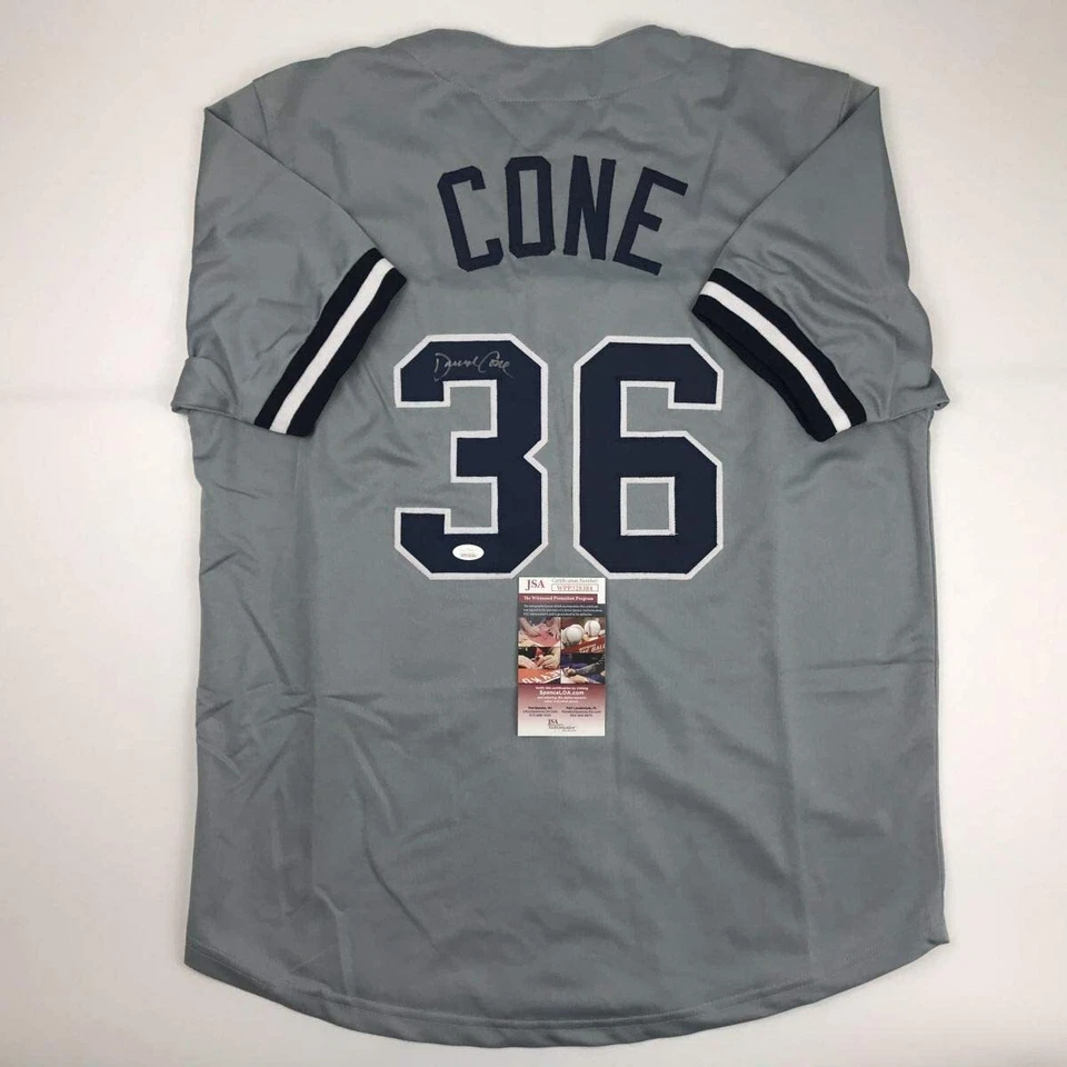 Autographed/Signed DAVID CONE New York Grey Baseball Jersey JSA COA Auto - Image 1 of 4
