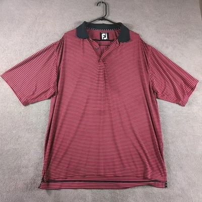 FootJoy Polo Shirt Mens Large Red Black Striped Stretch Prodry Lisle Casual Golf - Image 1 of 4