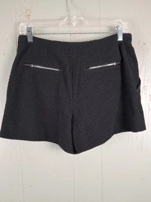 Тряпка и кости женщин мини шорты черный маленький текстурированный трикотажа с подкладкой стороны молнии - Изображение 1 из 4