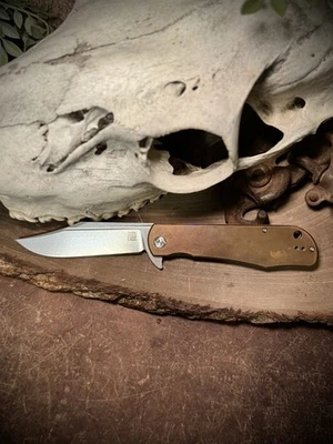 RARE Artisan Cutlery Hyperion Knife | Heavy Bronze Patina Scales Clip Point D2 - Image 1 of 4