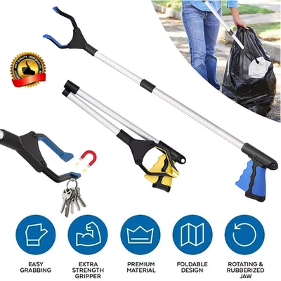 MARKENLOS Greifer Müllzange Greifarm Greifzange Handgreifer Faltbar Greifhilfe mit Magnet