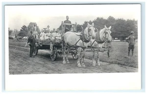 1904-1918 frühe WW1 Ära Parade Float drapierte Flaggen Uncle Sam Kinder RPPC - Bild 1 von 2