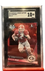 2023 Bowman U Chrome Sapphire Football Oscar Delp 1st Red /5 SGC 10 - Picture 1 of 2