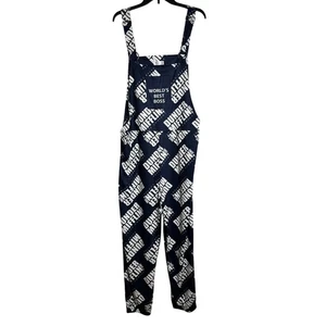 THE OFFICE DUNDER MIFFLIN Overalls NEW Navy White Jogger Pockets Leg Size M - Picture 1 of 5